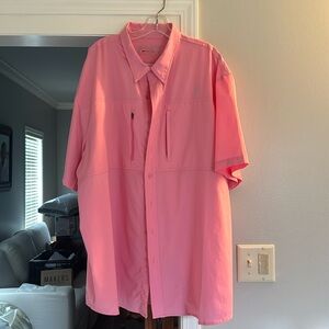 Mens pink ariat bottom down short sleeve